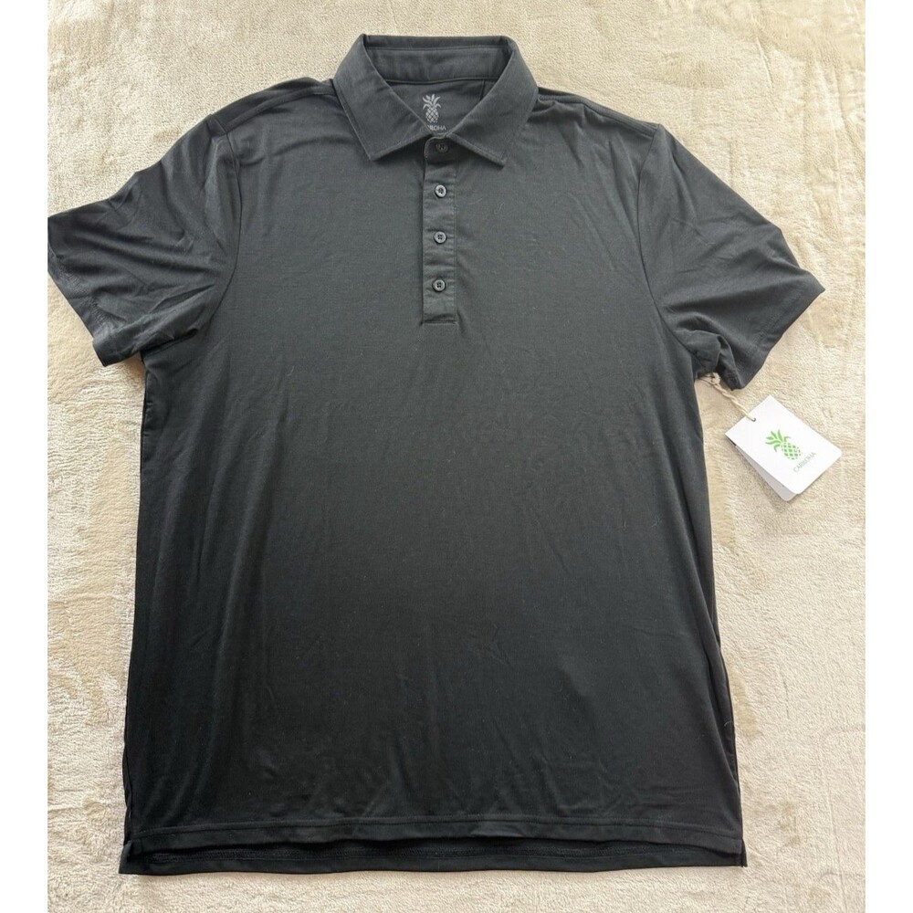 NWT Cariloha Polo Shirt Men's Large Black Performance Comfort Bamboo Blend Golf